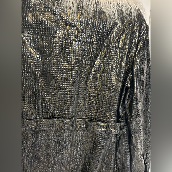 Free People Vegan Midnight Train Duster in black with a white faux fur collar - Picture 14 of 15